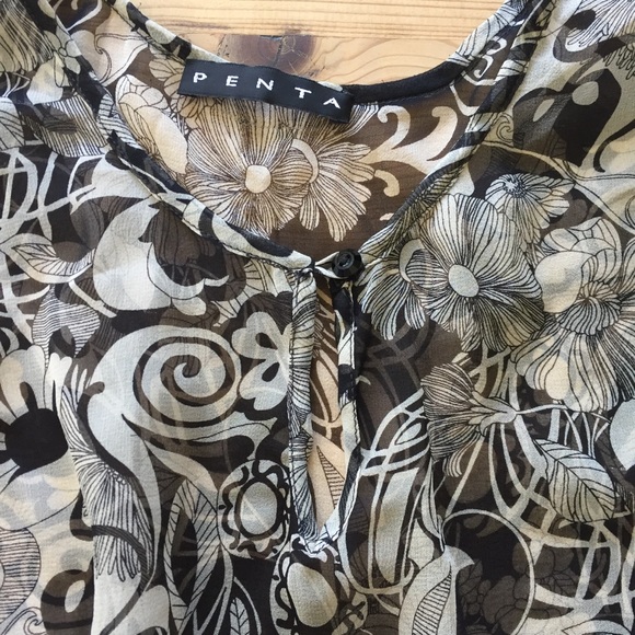 Penta sheer black and white long sleeve blouse - Picture 4 of 7